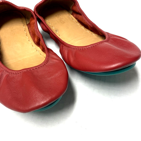 Tieks Ballet Flat Leather Round Toe Slip On Foldable Cardinal Red 9 - Picture 4 of 15